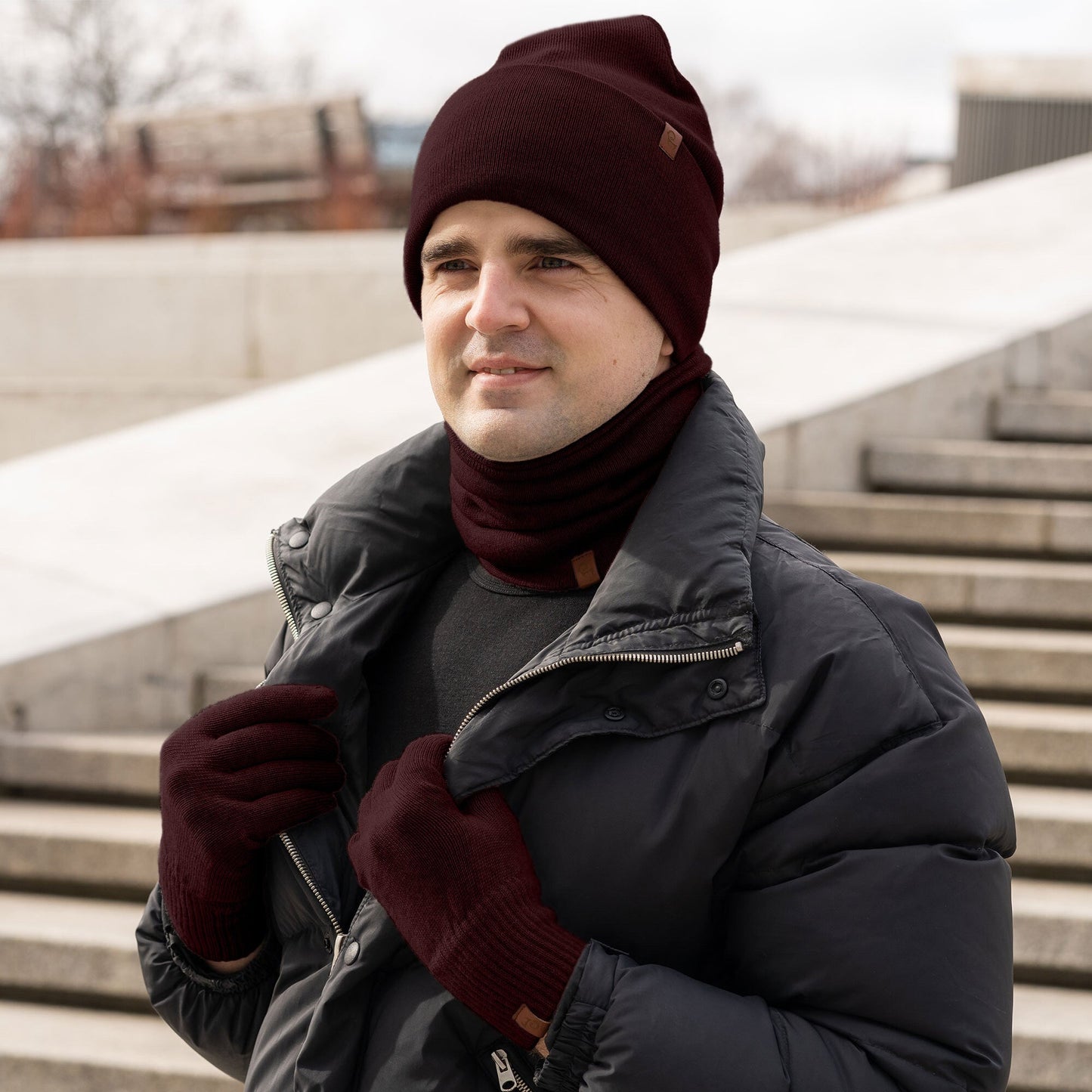 Men's Knit Beanie, Gaiter & Gloves 3-Piece