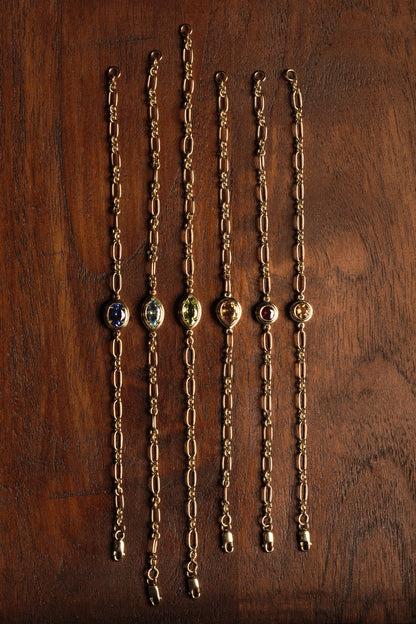 Roma Oval Gemstone Bracelet | Yellow Gold