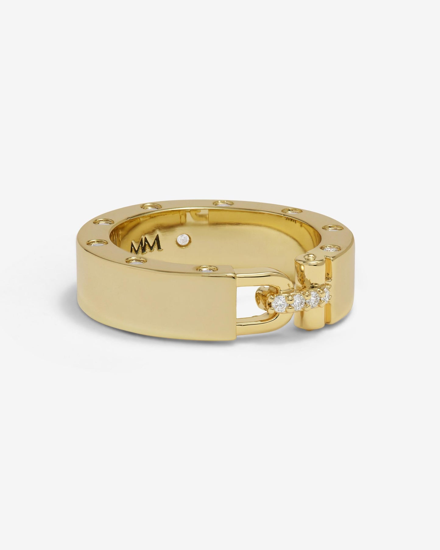 Ashley Smooth Lock Ring - Gold|White Diamondettes