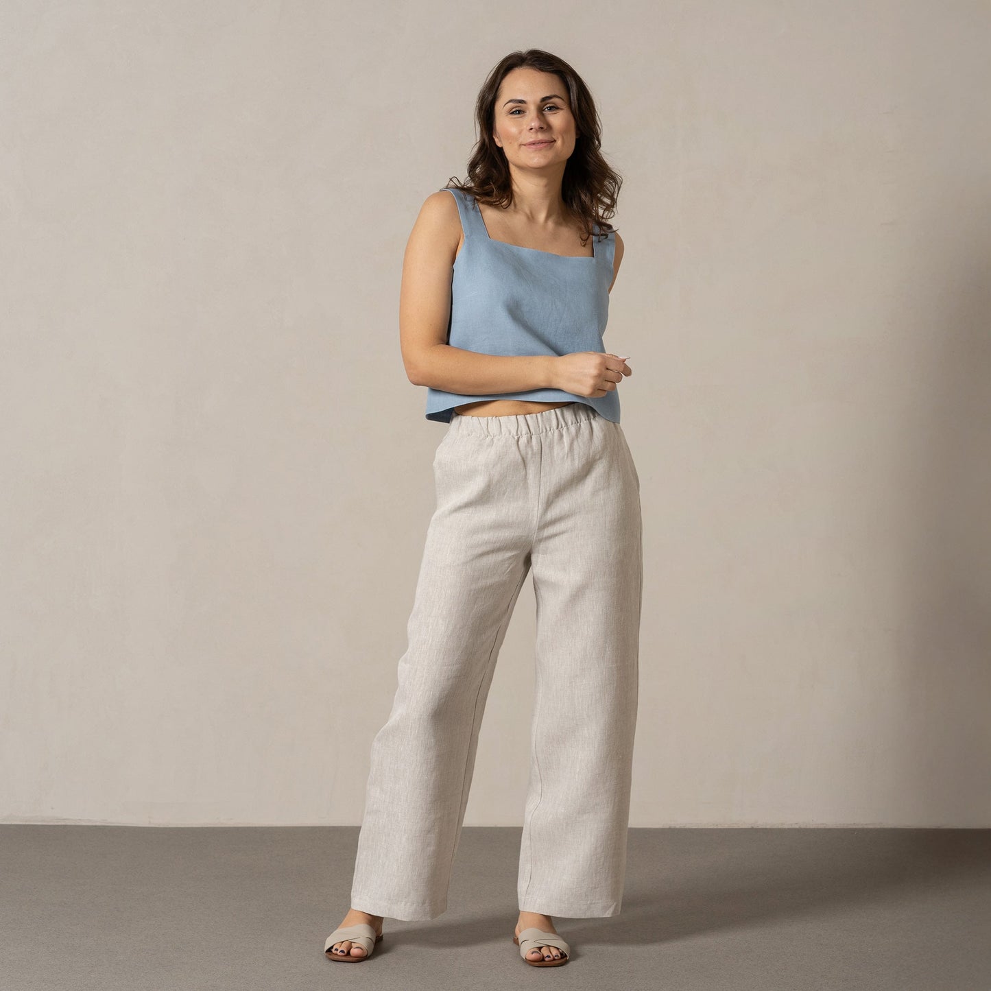 100% Linen Vacation Crop Top