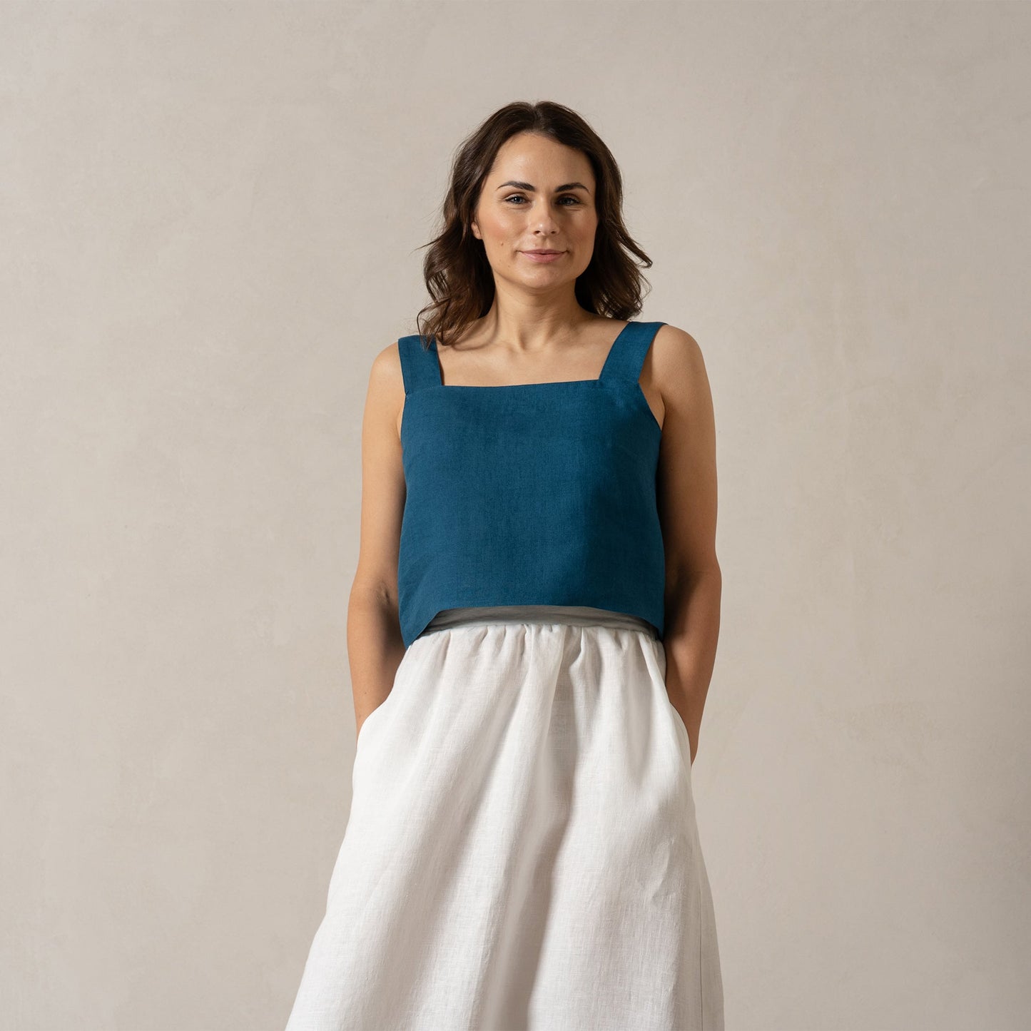 100% Linen Vacation Crop Top