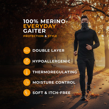 Men's 160gsm Merino Neck Cover Black