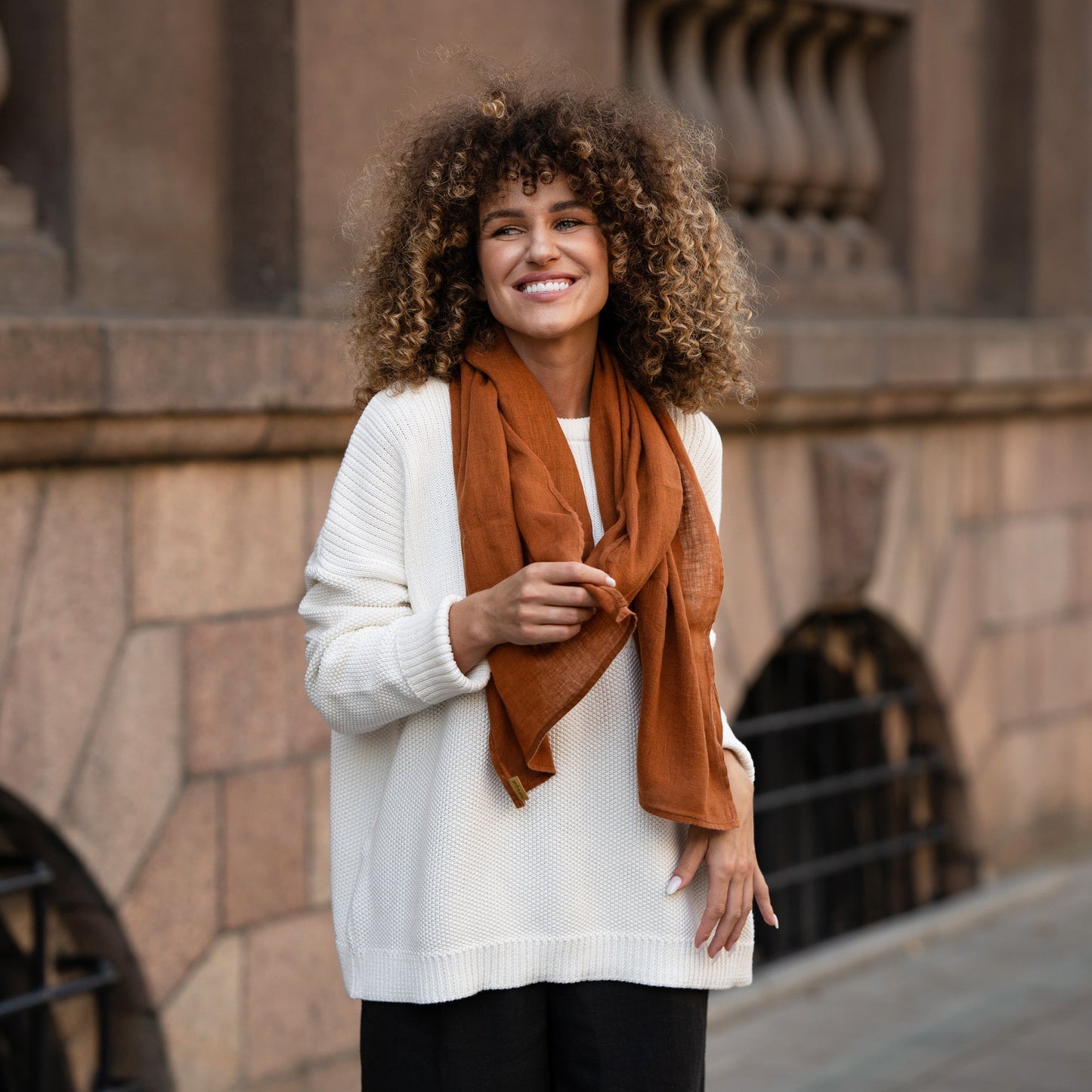 Women's Natural Linen Scarf