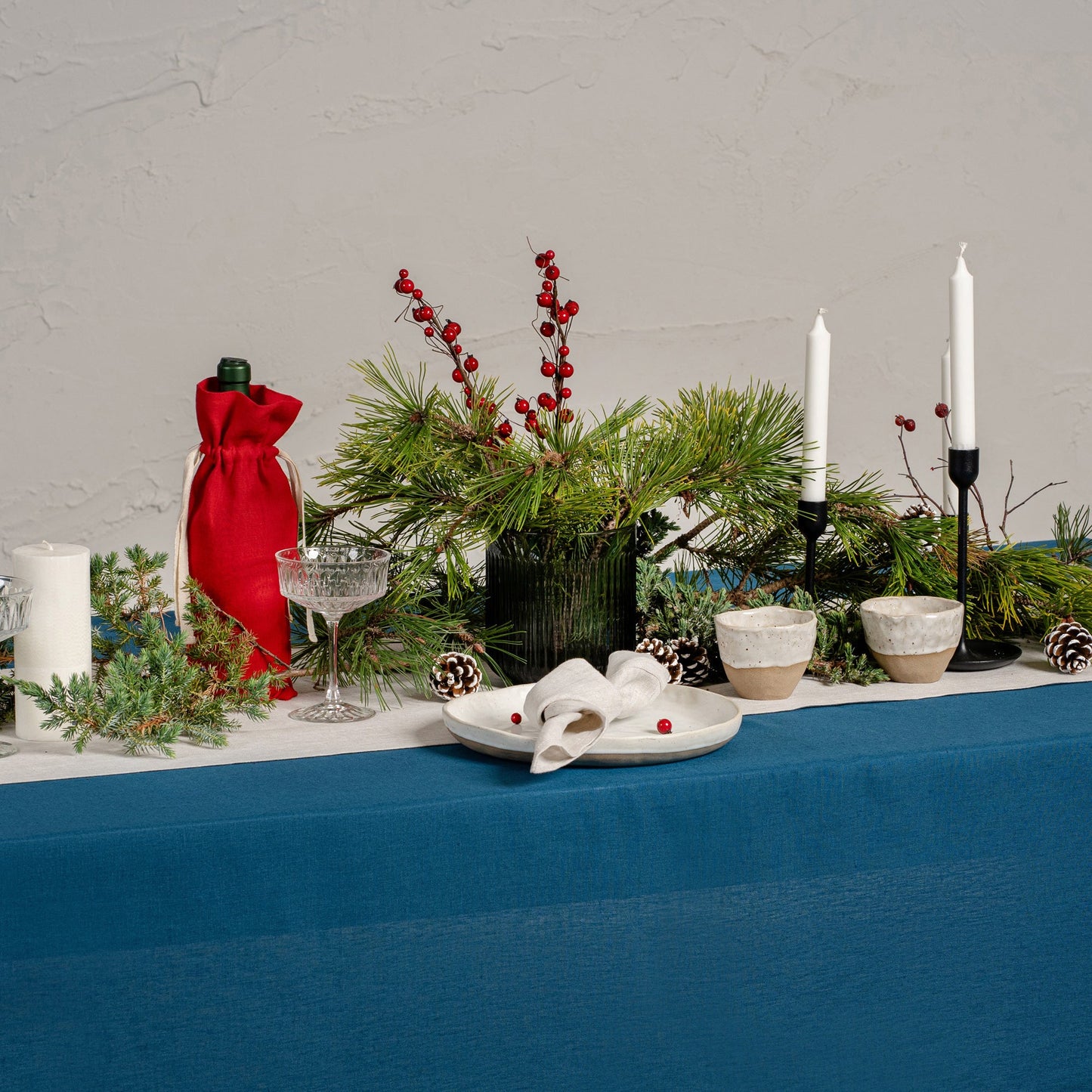 Linen Table Runner Dark Green