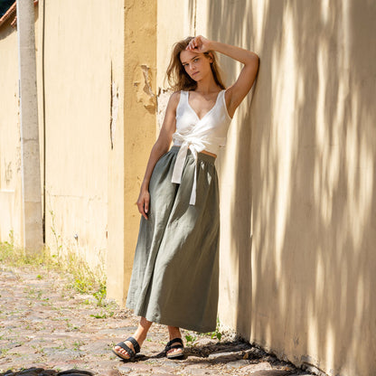 Linen Maxi Skirt with Pockets Sophia