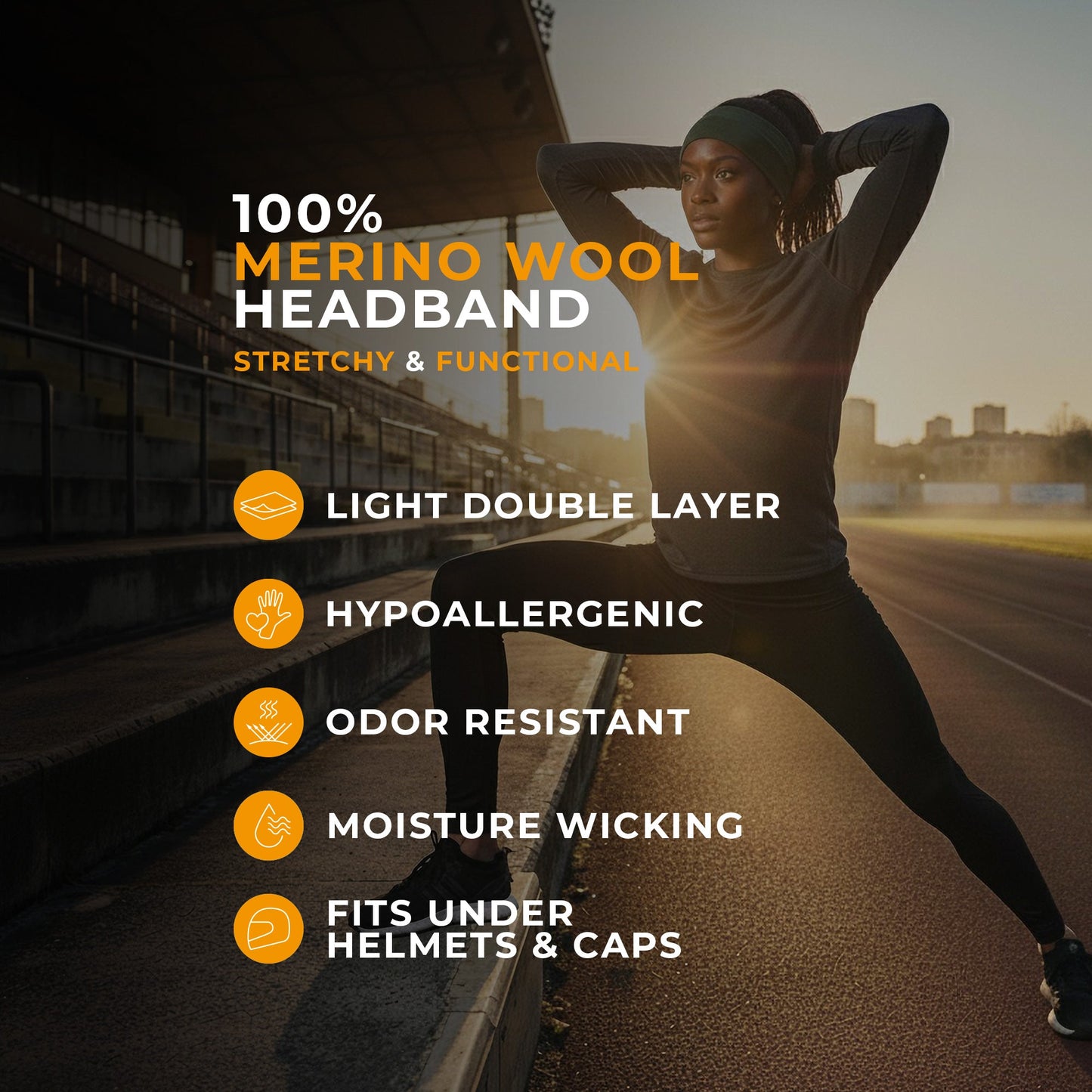 Women's Merino Functional Headband Black