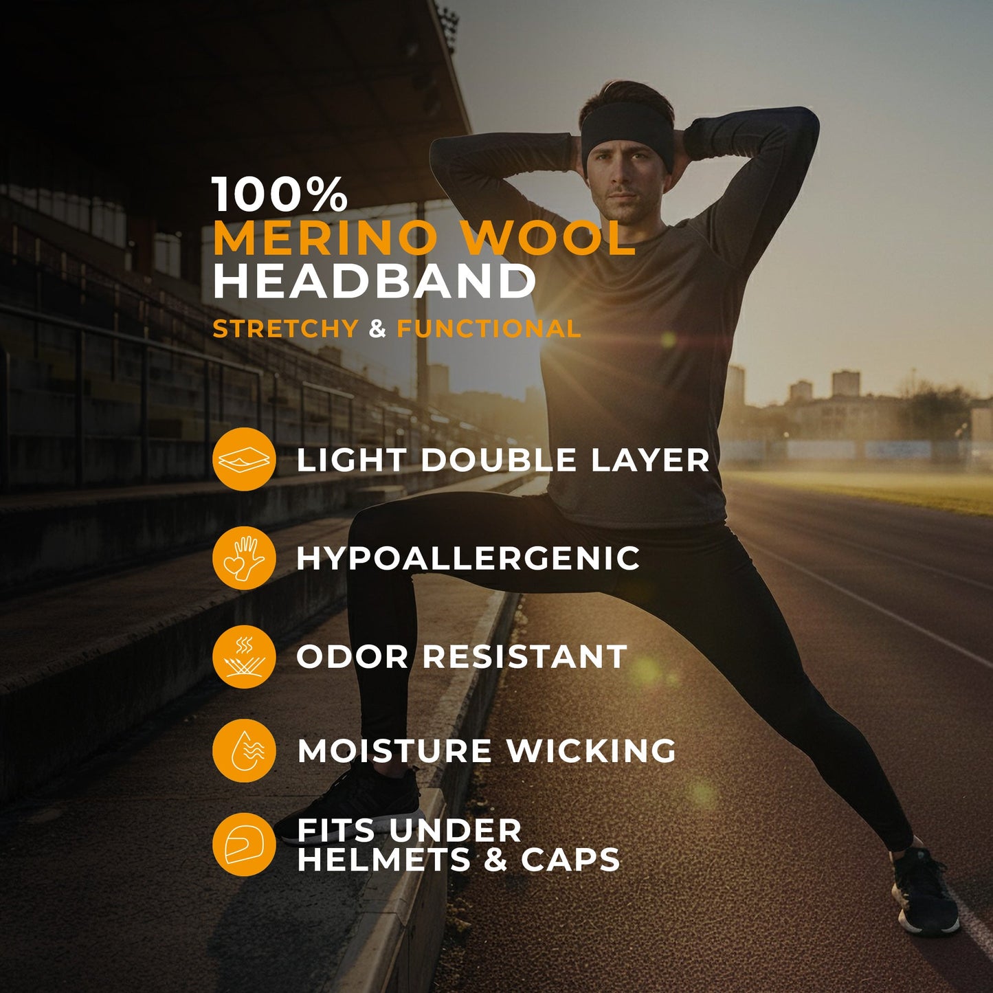 Men's Merino Functional Headband Black