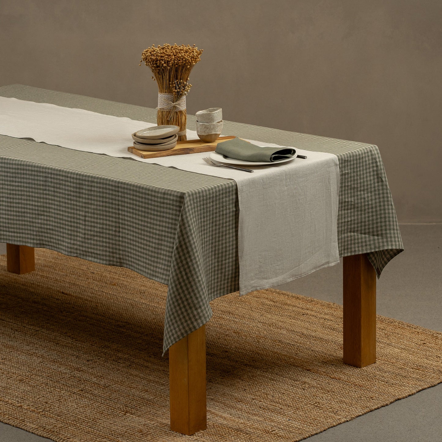 Linen Table Runner Dark Green
