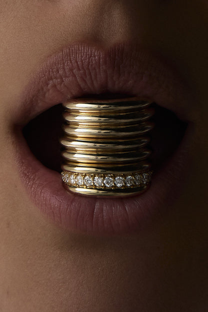 Triple Orielle Diamond Band | 18K Yellow Gold
