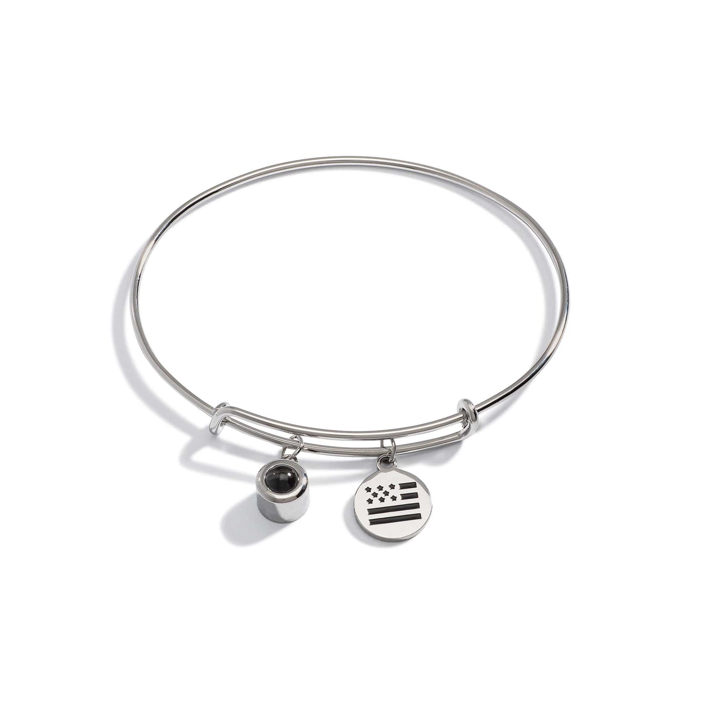 Personalized Photo Bangle With USA Flag Charm